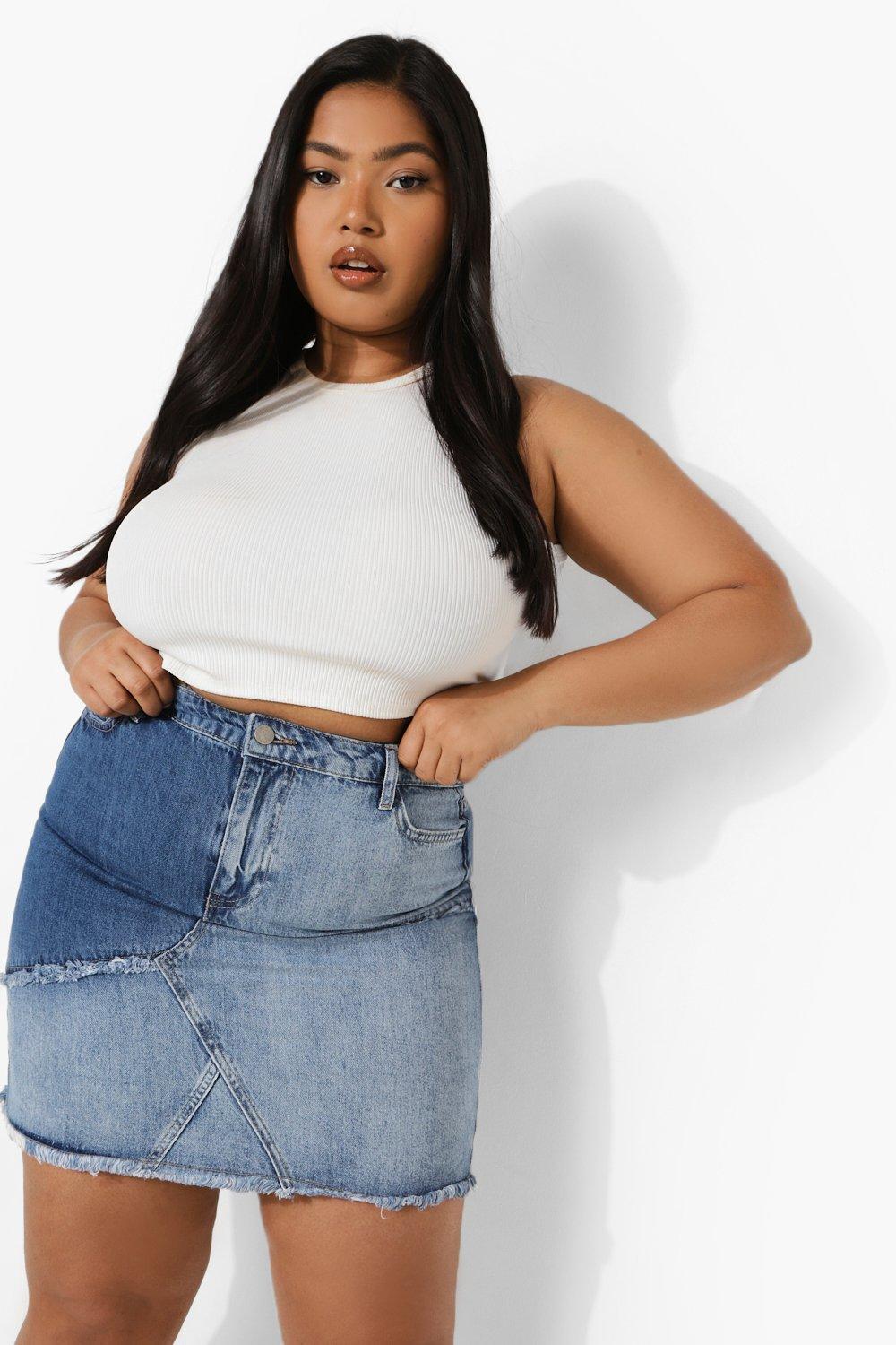 Plus size 2025 jean mini skirts